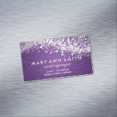 Elegante berufliche silberne funkelnde Welle lila Magnetische Visitenkarte (Beispiel)