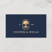 Elegante Berufliche Tree Roots Logo Navy Visitenkarte (Vorderseite)