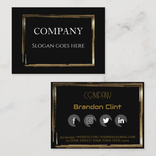 Elegante berufliche Visitenkarte aus schwarzem Gol (Vorne/Hinten)