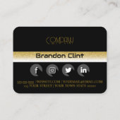 Elegante berufliche Visitenkarte aus schwarzem Gol (Rückseite)