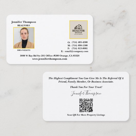 Elegante Berufliche Visitenkarte für Verkäufer (Vorne/Hinten)