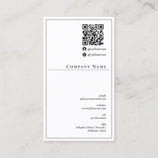 Elegante Berufliche White Business Card Visitenkarte (Rückseite)