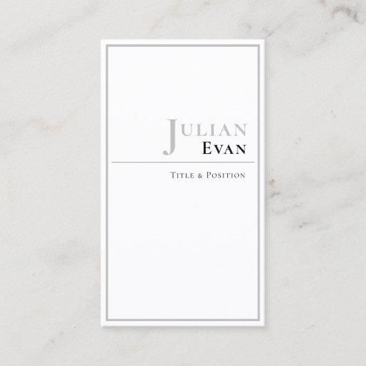 Elegante Berufliche White Business Card Visitenkarte (Vorderseite)