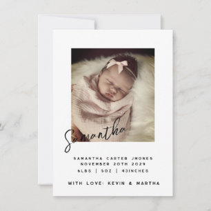 Elegante beschriftete Namens-Neugeborenen-Fotoankü Ankündigung