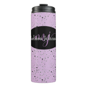 Elegante Beschriftung auf Schwarz Thermosbecher