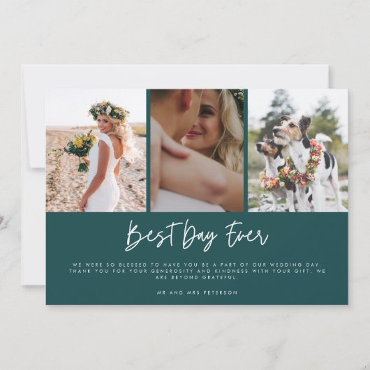 Elegante Best Day Ever Foto Hochzeit Vielen Dank Dankeskarte (Vorderseite)