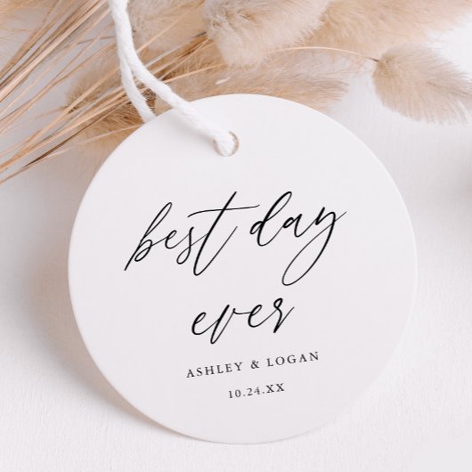 Elegante Best Day Ever Wedding Geschenkanhänger