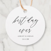 Elegante Best Day Ever Wedding Geschenkanhänger (Vorderseite)