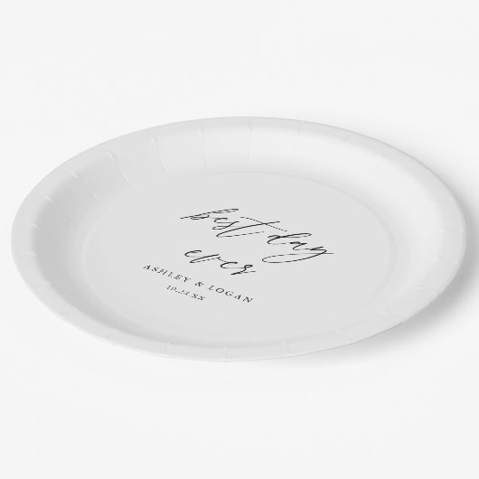 Elegante Best Day Ever Wedding Pappteller (Schrägansicht)