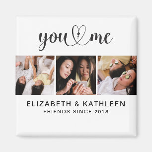 Elegante Best Friends Script Collage Magnet