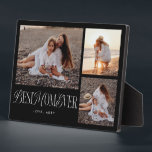 Elegante Best Mama Ever Black Collage Fotoplatte<br><div class="desc">Elegante und einzigartige Foto-Sake-Plakette mit 3 Fotos von Ihnen mit einem Typografie-Text,  der "Beste Mutter aller Zeiten" in einer Mischung aus Drehbuch und Serif-Schriftart. Der Hintergrund ist schwarz.</div>