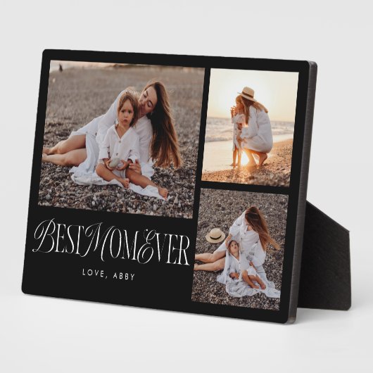 Elegante Best Mama Ever Black Collage Fotoplatte (Seite)