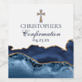 Elegante Bestätigung Cross Navy Blue Gold Custom Weinetikett (Einzelnes Label)