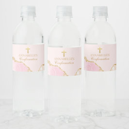 Elegante Bestätigung Cross Pink Gold Agate Custom Wasserflaschenetikett