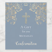 Elegante Bestätigung Dusty Blue Cross Weinetikett (Einzelnes Label)