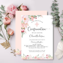 Elegante Bestätigung Minze und Peach Floral Einladung
