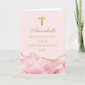 Elegante Bestätigung Segnungen Rosa Gold Custom Karte (Vorderseite)