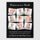 Elegante Bestattungsmahnmal Keepake 9 FotoCollage Fensteraufkleber (Blatt)