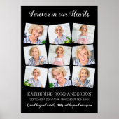 Elegante Bestattungsmahnmal Keepake 9 FotoCollage Poster (Vorne)