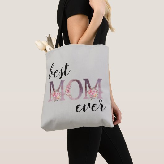 Elegante Beste MAMA je Blumentypografie Tasche (Von Nahem)