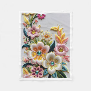 Elegante bestickte Blumen-Fleece-Decke Fleecedecke