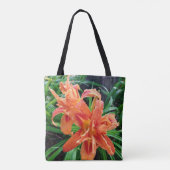 Elegante, bestickte Orange Taglilien Tasche (Rückseite)