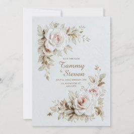 Elegante bestickte Rosenhochzeit Einladung