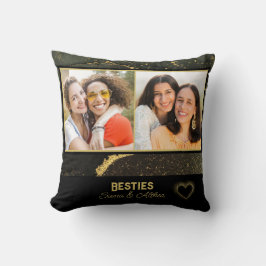 Elegante Besties Best Friend Black and Gold Foto Kissen
