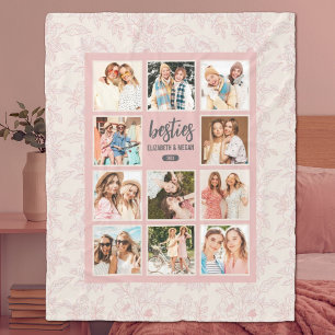 Elegante Besties BESTE FREUNDIN Rosa FotoCollage m Fleecedecke
