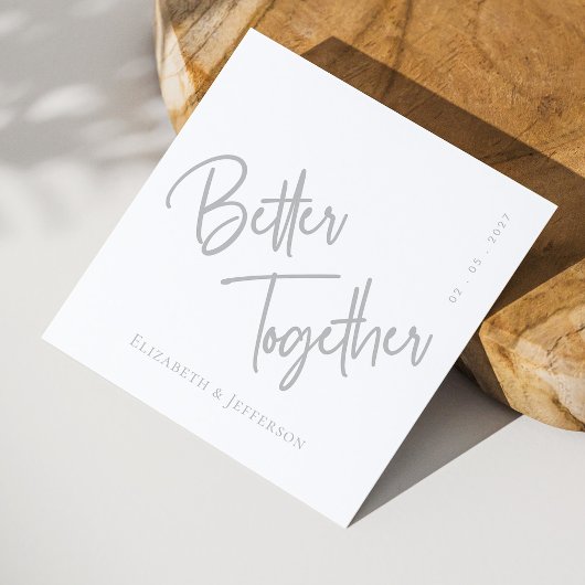 Elegante "Better Together" Silver Script Wedding Serviette