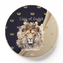 Elegante Bibel Löwe von Juda Beige Navy Gold Krone