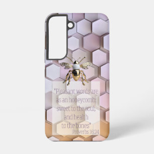 Elegante Bibel Mauve Rosa Pfirsich Waben Gold Bien Samsung Galaxy Hülle