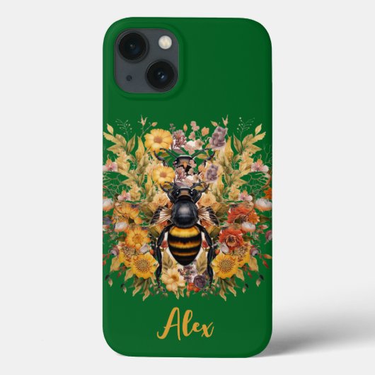 Elegante Bienen und Sonnenblumen mit Individuelle  Case-Mate iPhone Hülle (Rückseite)