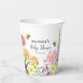 Elegante Bienen- und Wildblume-Babydusche Pappbecher (Vorderseite)