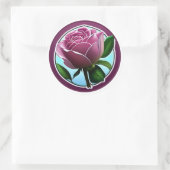 Elegante Big Pink Rose Kunst, Dichtung und Musik Runder Aufkleber (Tasche)