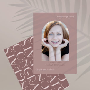 Elegante Big Type Foto Abschluss Rose Einladung