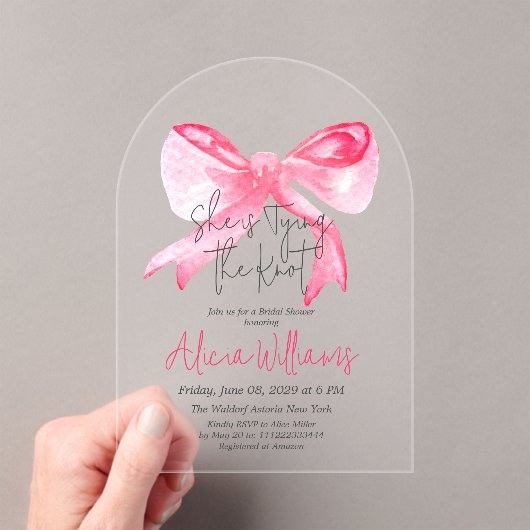 Elegante Bindung des knospenrosa Brautparty Acryleinladungen (Insitu (Handheld))