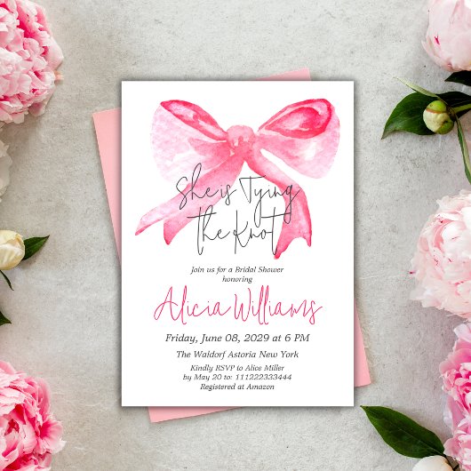 Elegante Bindung des knospenrosa Brautparty Einladung