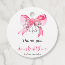 Elegante Bindung des knospenrosa Brautparty Geschenkanhänger