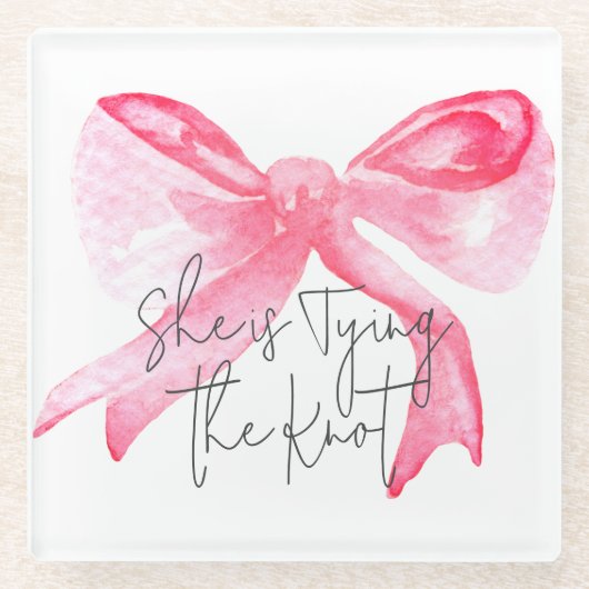 Elegante Bindung des knospenrosa Brautparty Glasuntersetzer (Vorderseite)