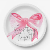 Elegante Bindung des knospenrosa Brautparty Pappteller (Vorderseite)