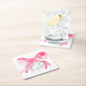 Elegante Bindung des knospenrosa Brautparty Rechteckiger Pappuntersetzer (Vor Ort)