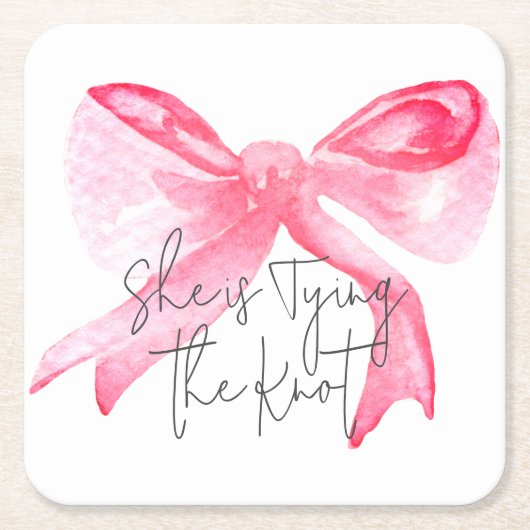 Elegante Bindung des knospenrosa Brautparty Rechteckiger Pappuntersetzer (Vorderseite)