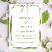 Elegante Bindung des von Hand Gezeichnet Bow Olive Save The Date