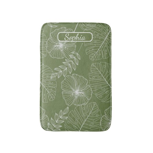 Elegante Bio Grüne Form Kunst für Geschenke Badematte (Vorderseite Vertikal)