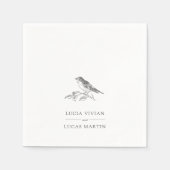 Elegante Bird Black and White Wedding Serviette (Vorderseite)