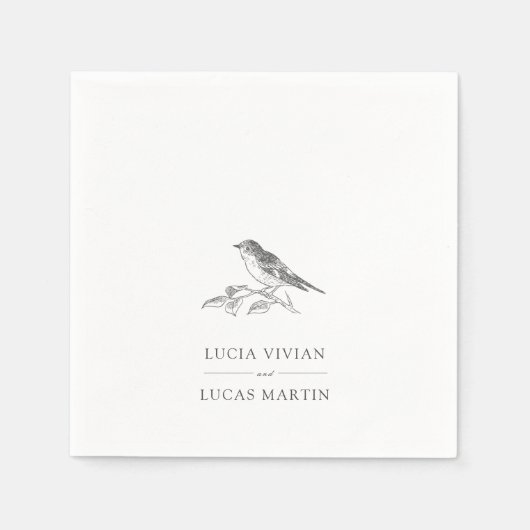 Elegante Bird Black and White Wedding Serviette (Vorderseite)