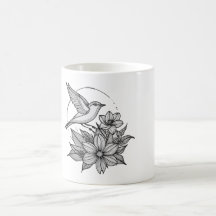 Elegante Bird & Blume Design Coffee Tasse