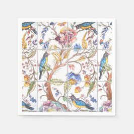 Elegante Bird Floral Tile Multicolor Chinoiserie Serviette