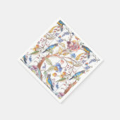 Elegante Bird Floral Tile Multicolor Chinoiserie Serviette (Ecke)